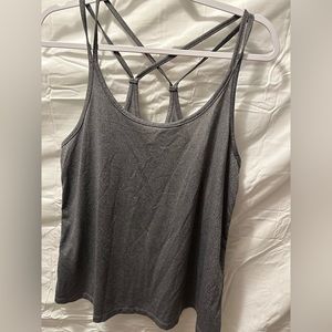 Strapped mesh t in heather gray size large